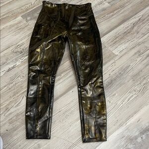 SPANX  vegan leather Black gold shimmery Leggings